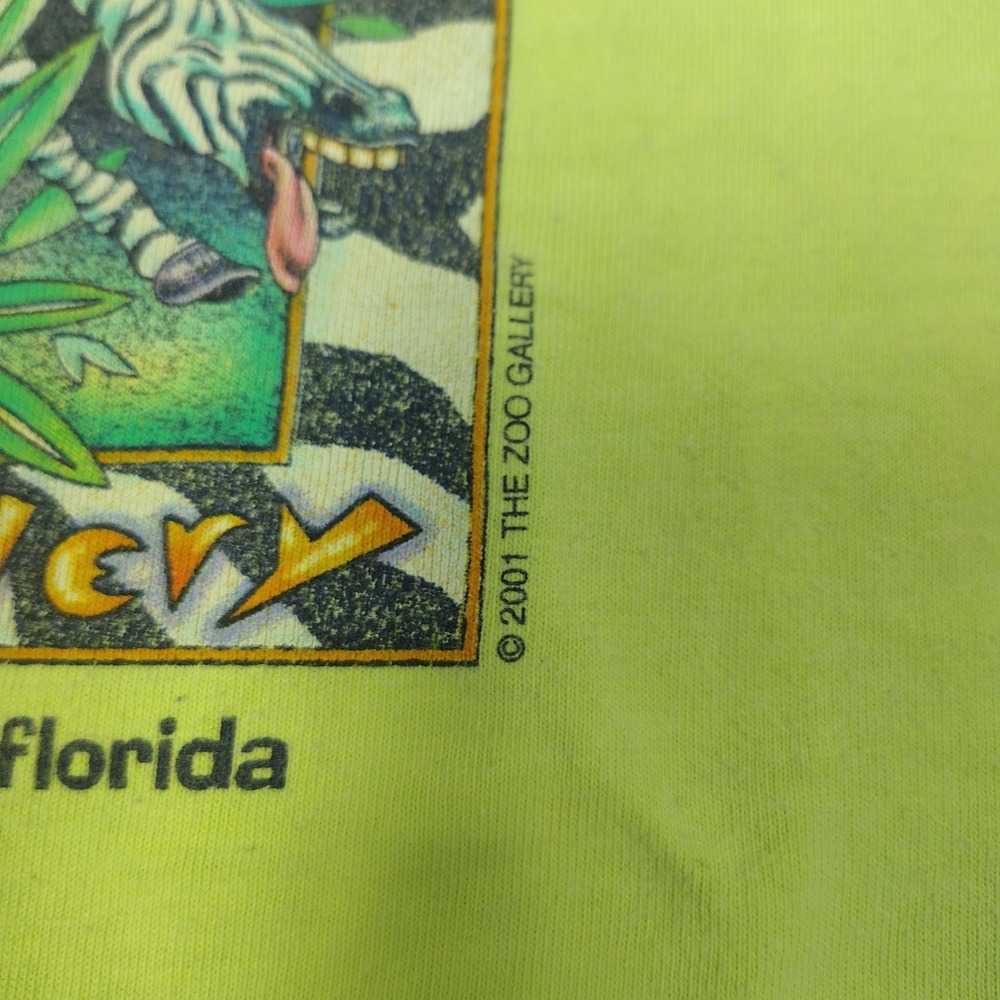 VINTAGE Florida Zoo Gallery T-Shirt Mens XL Lime Green Comfort Colors 2001 - Picture 8 of 14
